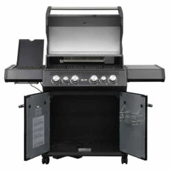 Grill Verkaufs-Shop 15 SANTOS S-418 All Black | Seiten- & Heckbrenner | Komplett Schwarz Inkl. Drehspieß, Rostheber & Silikonablage