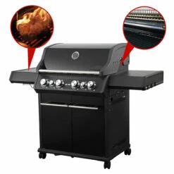 SANTOS S-418 All Black | Seiten- & Heckbrenner | Komplett Schwarz Inkl. Drehspieß, Rostheber & Silikonablage -Grill Verkaufs-Shop d464ce969be2526871e9a7cc54abe00f