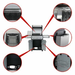 SANTOS S-318 Mit Seiten- & Heckbrenner, Schwarz Inkl. Drehspieß, Rostheber & Silikonablage -Grill Verkaufs-Shop santos s 318 mit seiten heckbrenner schwarz inkl drehspie rostheber silikonablage 8565d4faae0c13f3d6347299023d2444