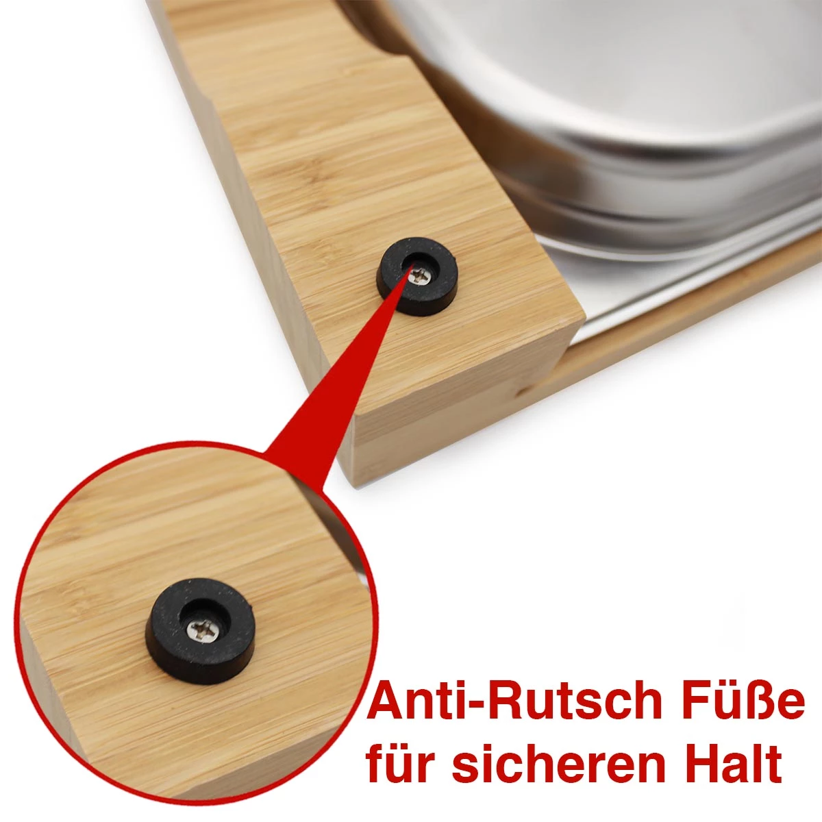 SANTOS Schneidebrett Bambus Mit Edelstahl-Auffangschale 4 SANTOS Schneidebrett Bambus Mit Edelstahl-Auffangschale – Bild 4